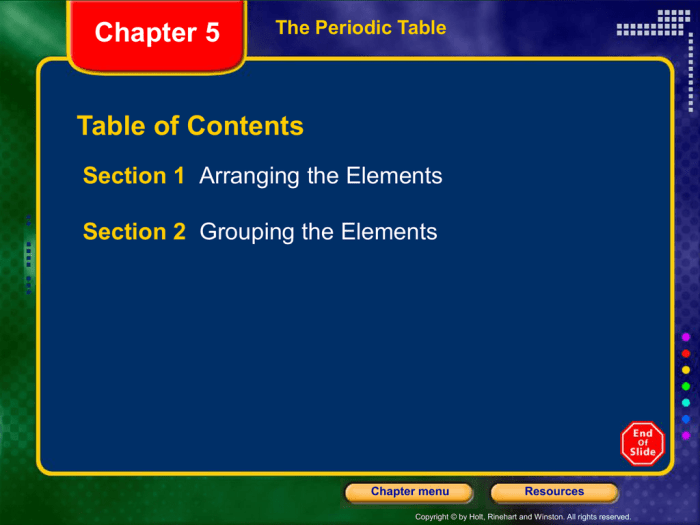 Chapter 5 the periodic table answer key