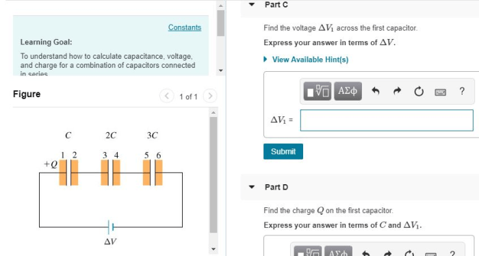 Find the voltage δv1 across the first capacitor